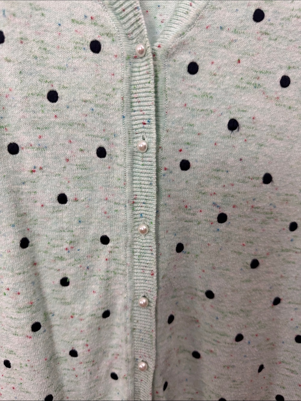 McGregor Mint Green Tweed Polka Dot V-Neck Cardigan Sweater Pearl Button XL NWOT - Picture 5 of 6